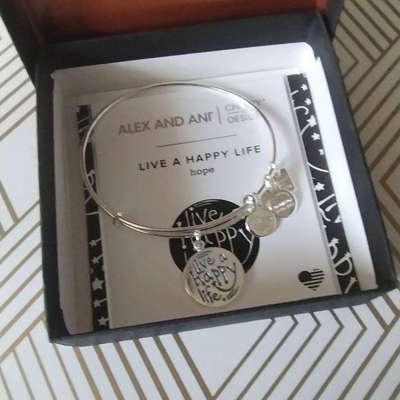 Alex and Ani Live A Happy Life Hope Charm Bracelet - Picture 2 of 13